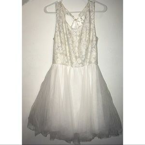 White Sparkly Floral Homecoming Dress